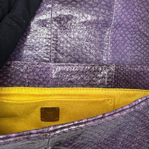 MCM Purple Snakeskin Clutch - Like New
